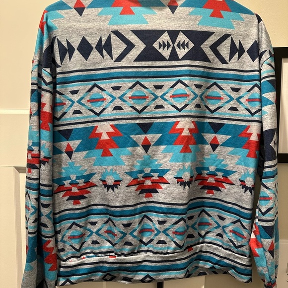 SHEIN Aztec Print Blue and Red Women's Top - Picture 5 of 6
